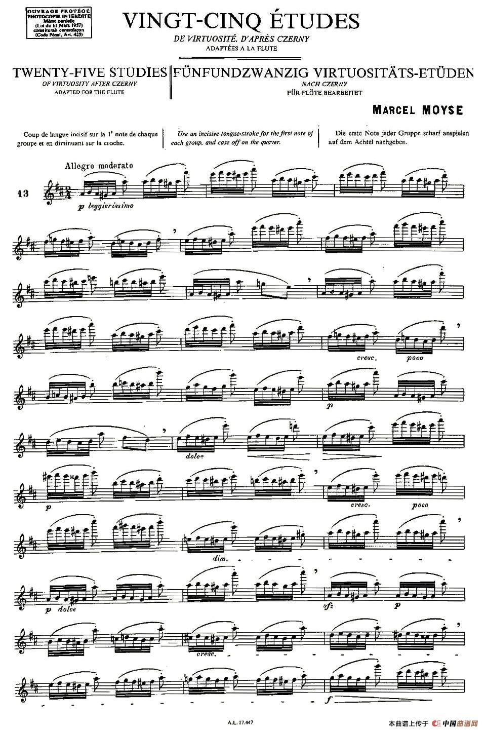 Moyse - 25 Studies after Czerny flute 之13（25首改编自车