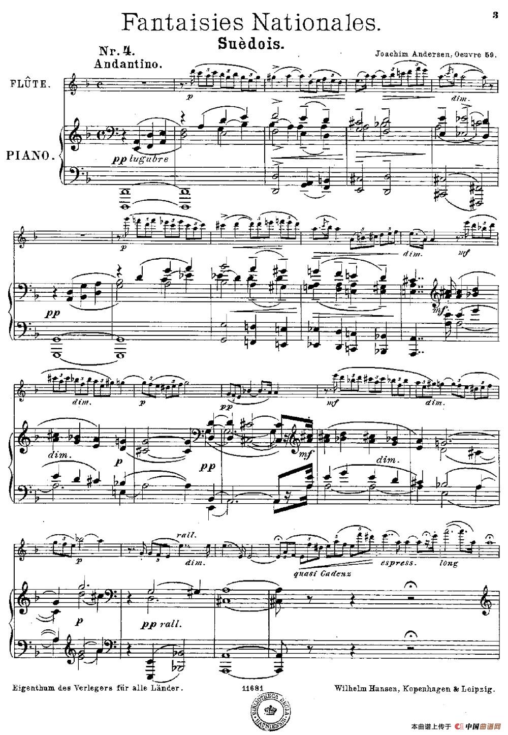 Fantaisies nationales. Suedois.（Op.59 No.4）（长笛+钢琴
