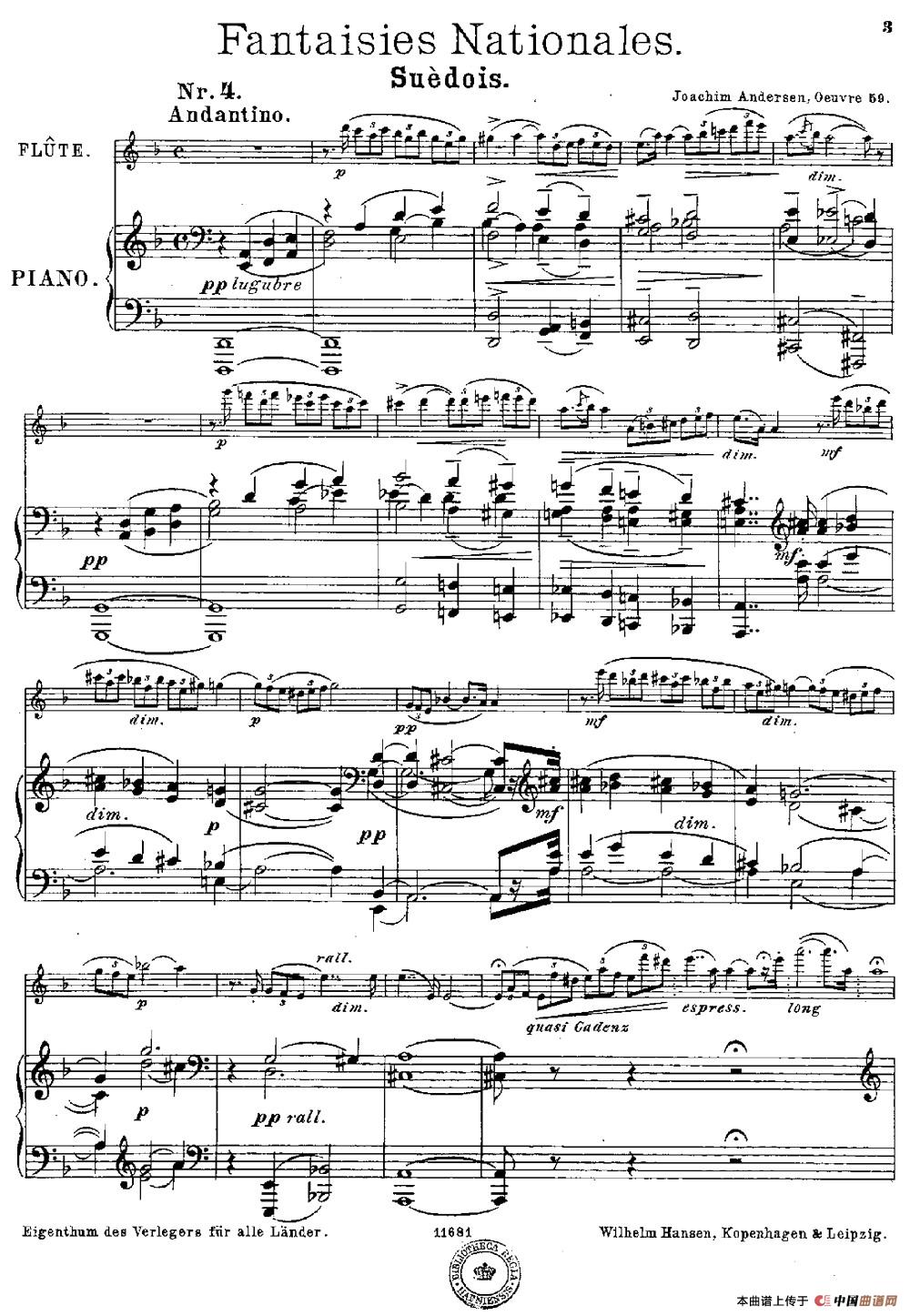 Fantaisies nationales. Suedois.（Op.59 No.4）（长笛+钢琴