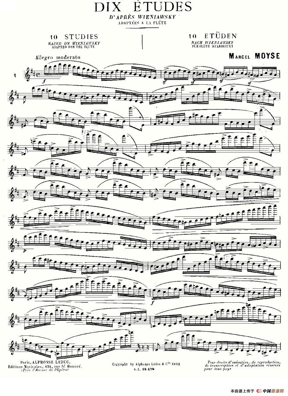 基于维尼亚夫斯基练习曲的10首长笛练习曲之1（