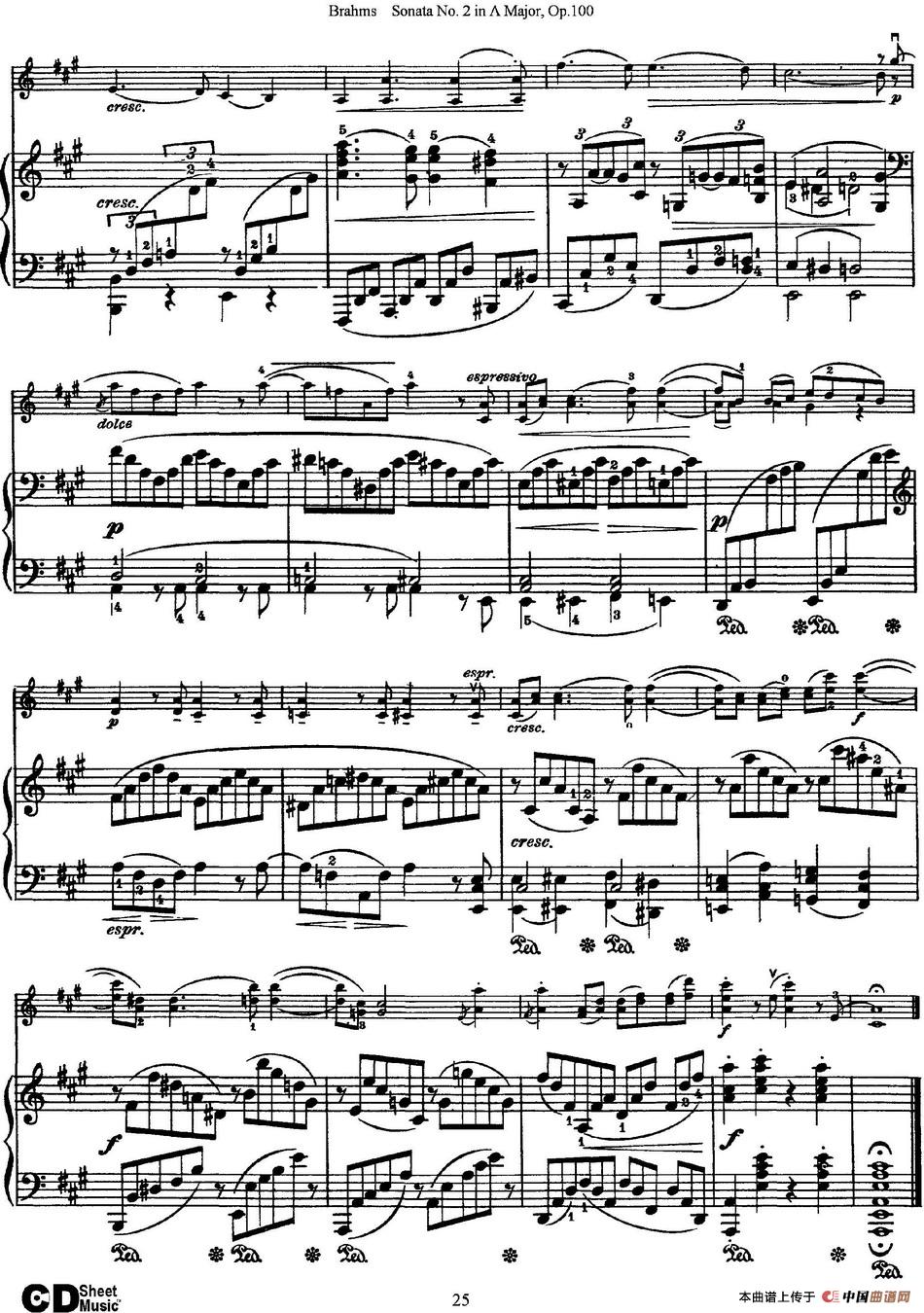 Violin Sonata No.2 in A Major Op.100（小提琴+钢琴伴奏）