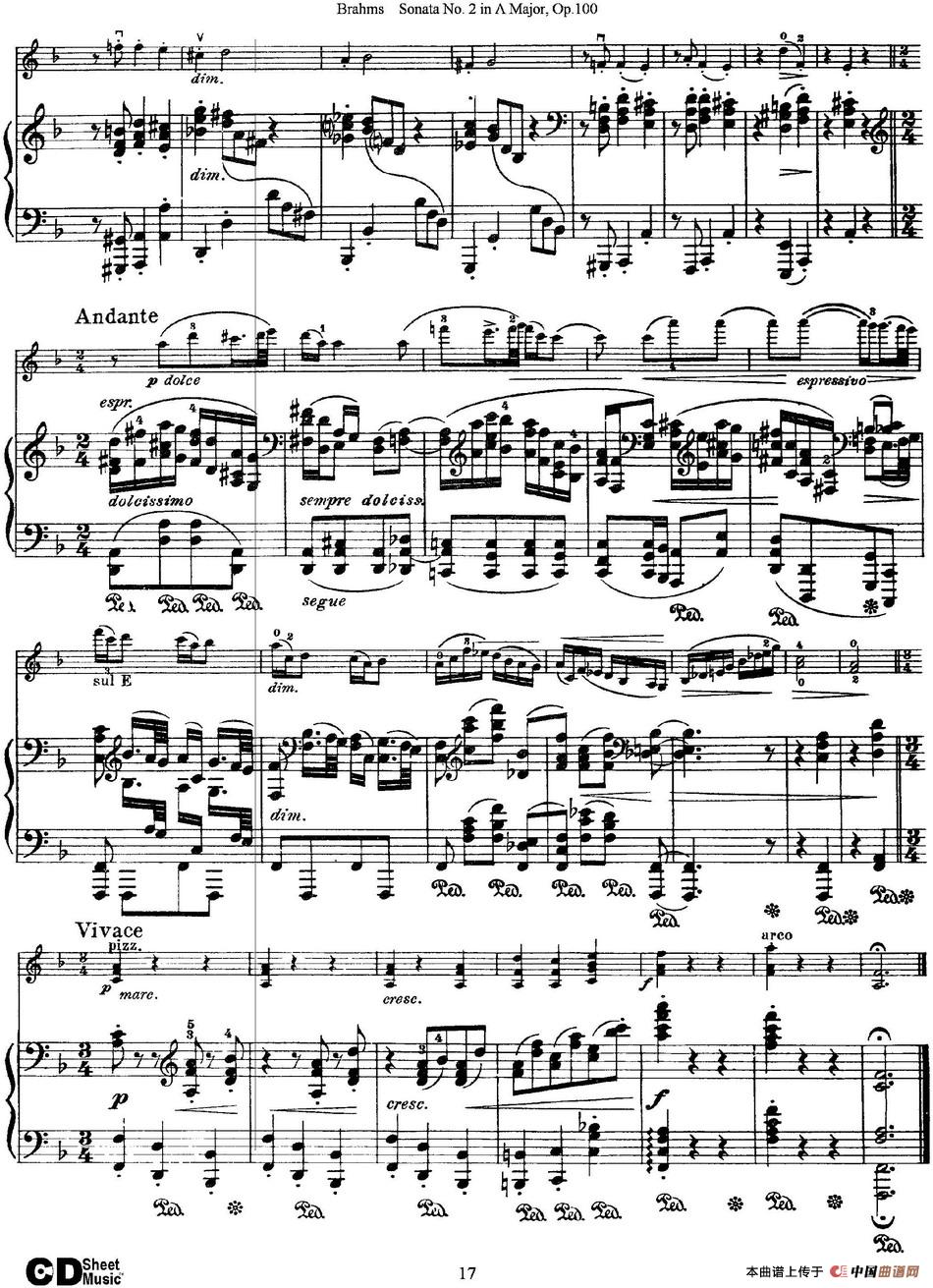 Violin Sonata No.2 in A Major Op.100（小提琴+钢琴伴奏）