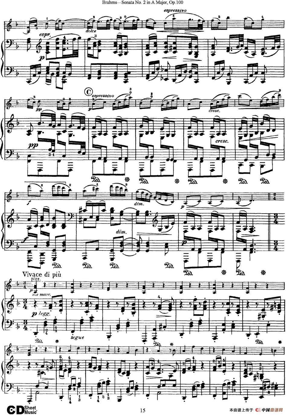 Violin Sonata No.2 in A Major Op.100（小提琴+钢琴伴奏）