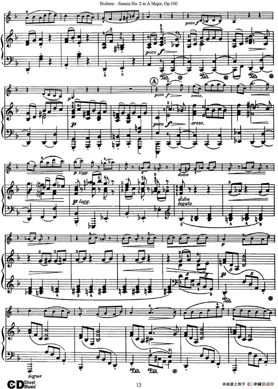 Violin Sonata No.2 in A Major Op.100（小提琴+钢琴伴奏）