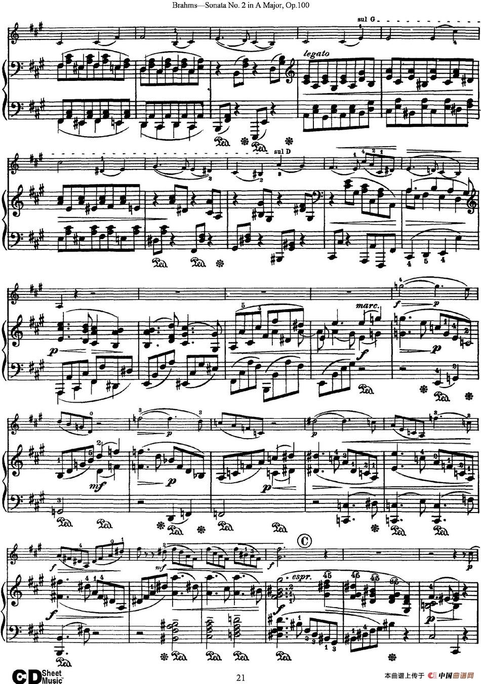 Violin Sonata No.2 in A Major Op.100（小提琴+钢琴伴奏）