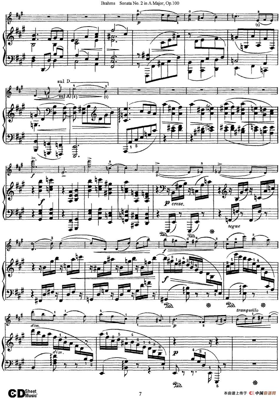 Violin Sonata No.2 in A Major Op.100（小提琴+钢琴伴奏）