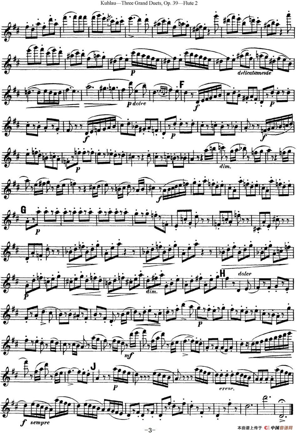 库劳长笛二重奏大练习曲Op.39——Flute 2（No.3）