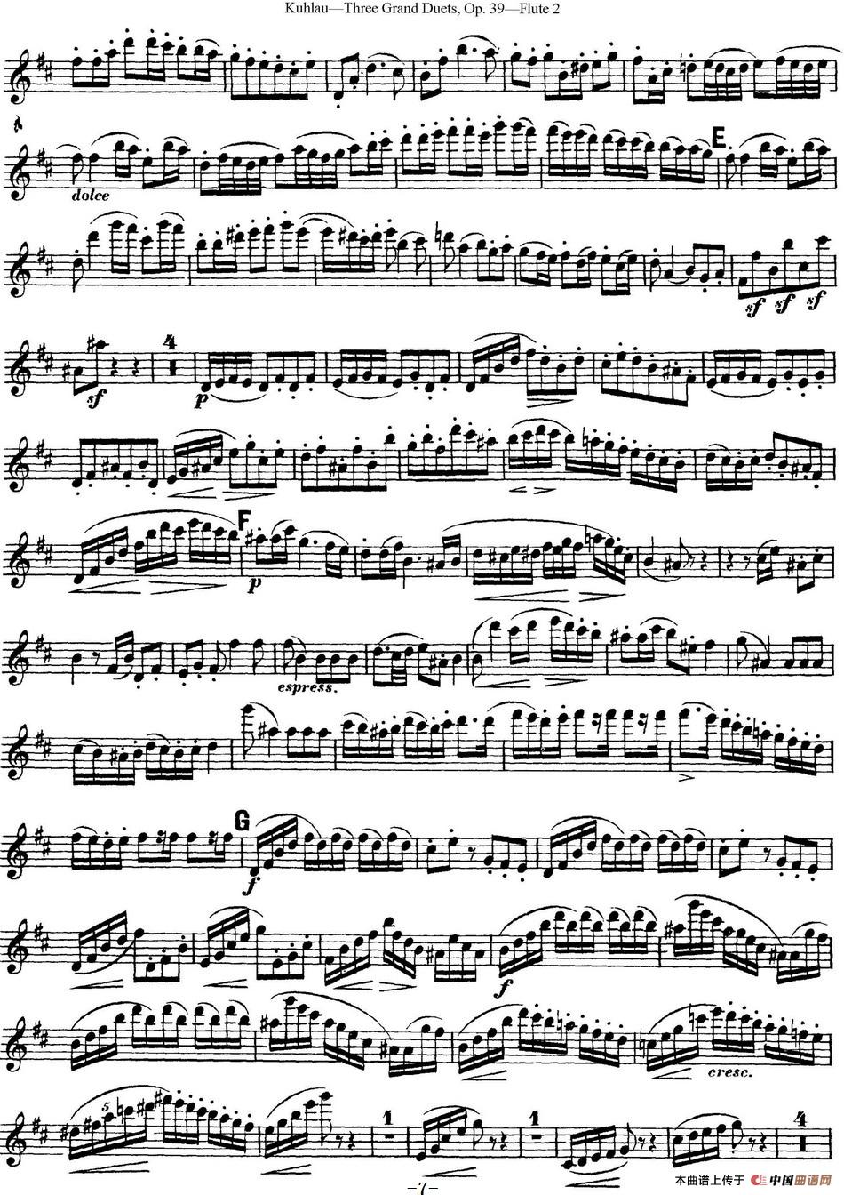 库劳长笛二重奏大练习曲Op.39——Flute 2（No.3）