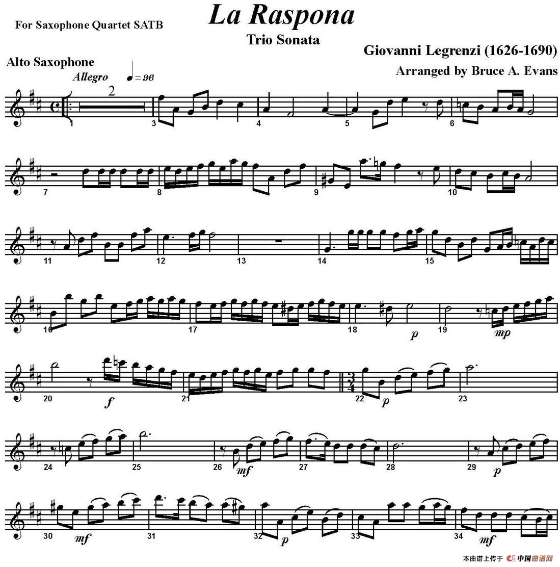 La Raspona（四重奏·中音萨克斯分谱）