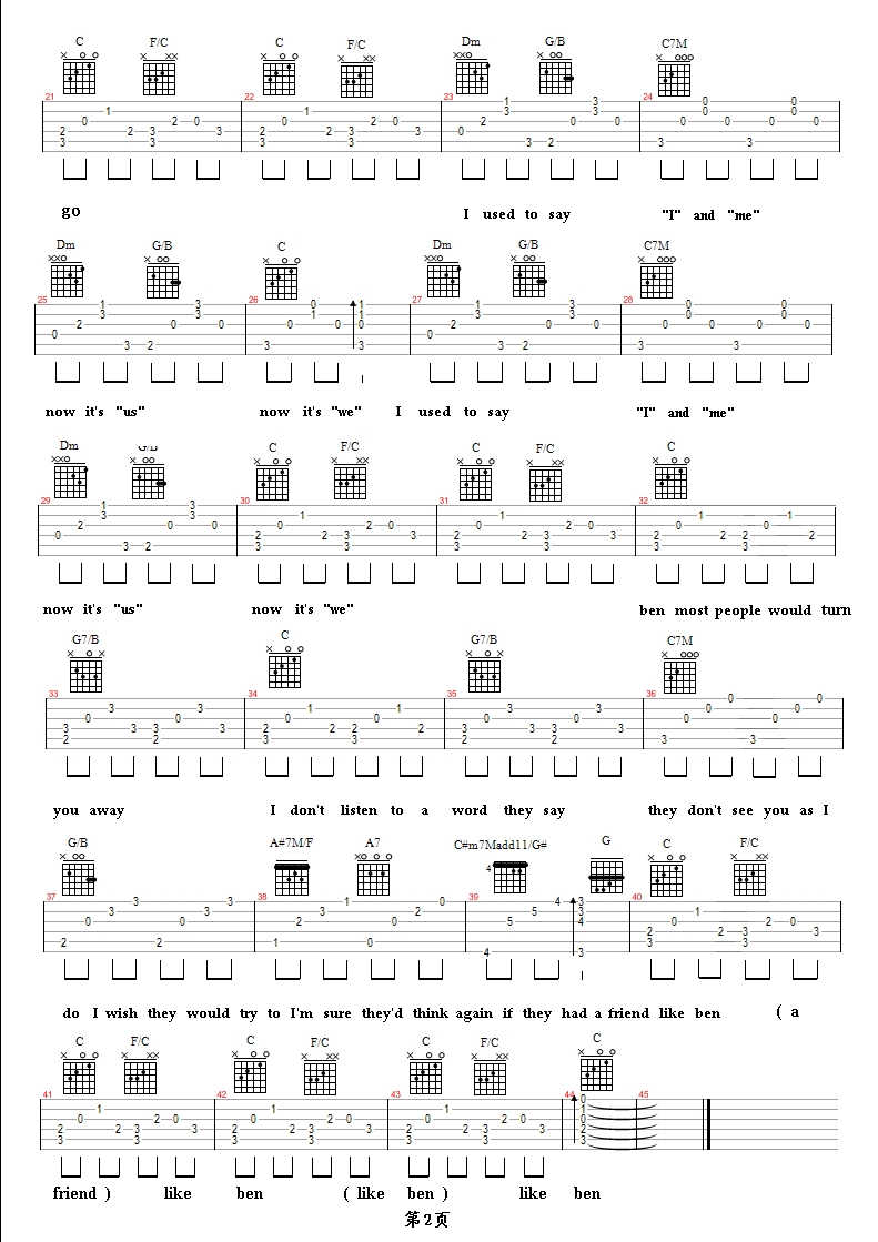 ben(完美版)吉他谱