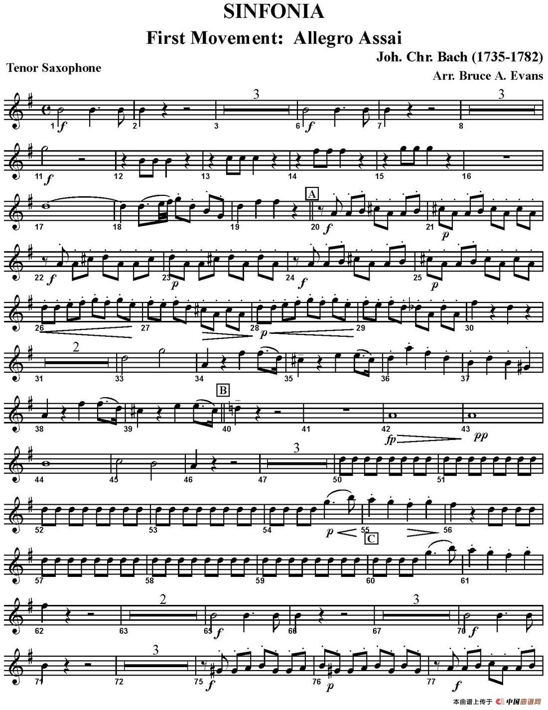SINFONIA First Movement：Allegro Assai（四重奏·次中音萨