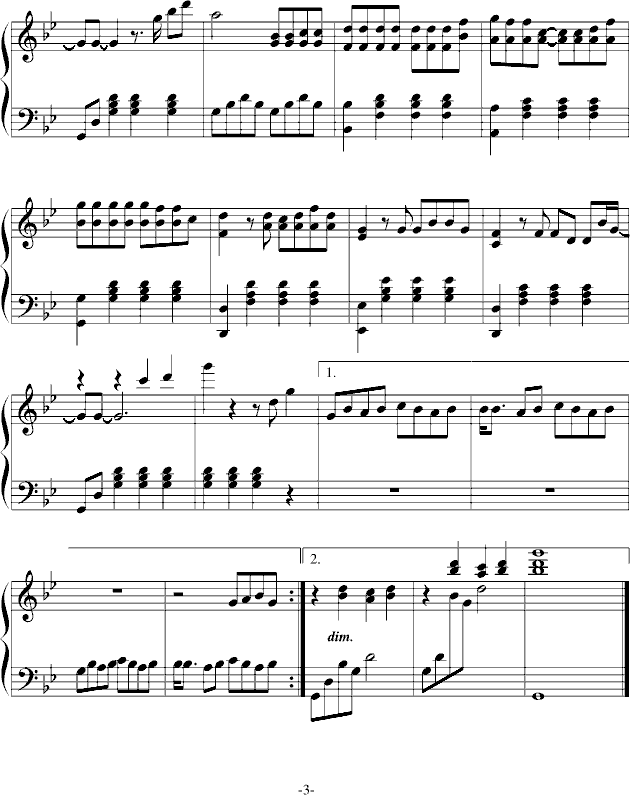 黄昏-经典版钢琴谱