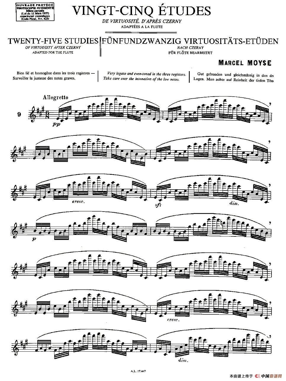 Moyse - 25 Studies after Czerny flute  [9]（25首改编自车尔