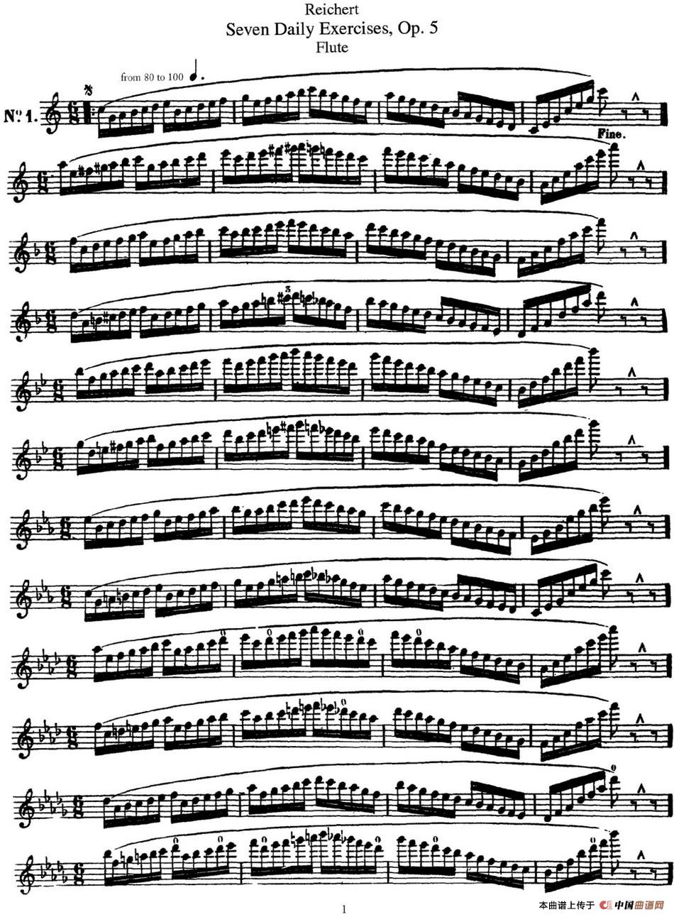 瑞澈特七首每日长笛练习曲Op.5（NO.1）