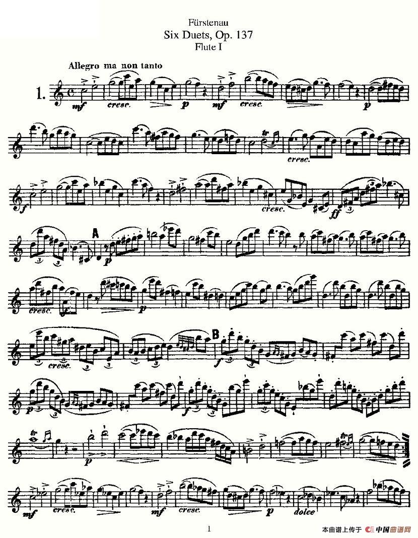 Six Duets, Op.137 之一（二重奏 六首作品 137号）