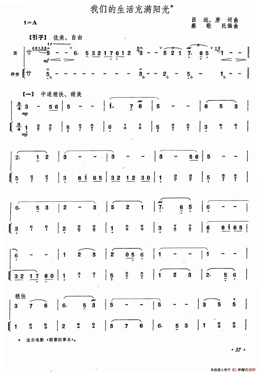 我们的生活充满阳光 （笛子+伴奏）