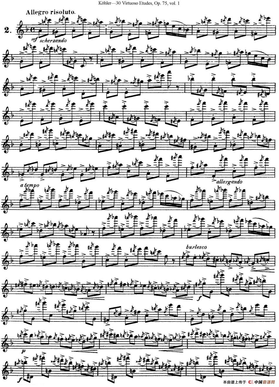 柯勒30首高级长笛练习曲作品75号（NO.2）长笛谱