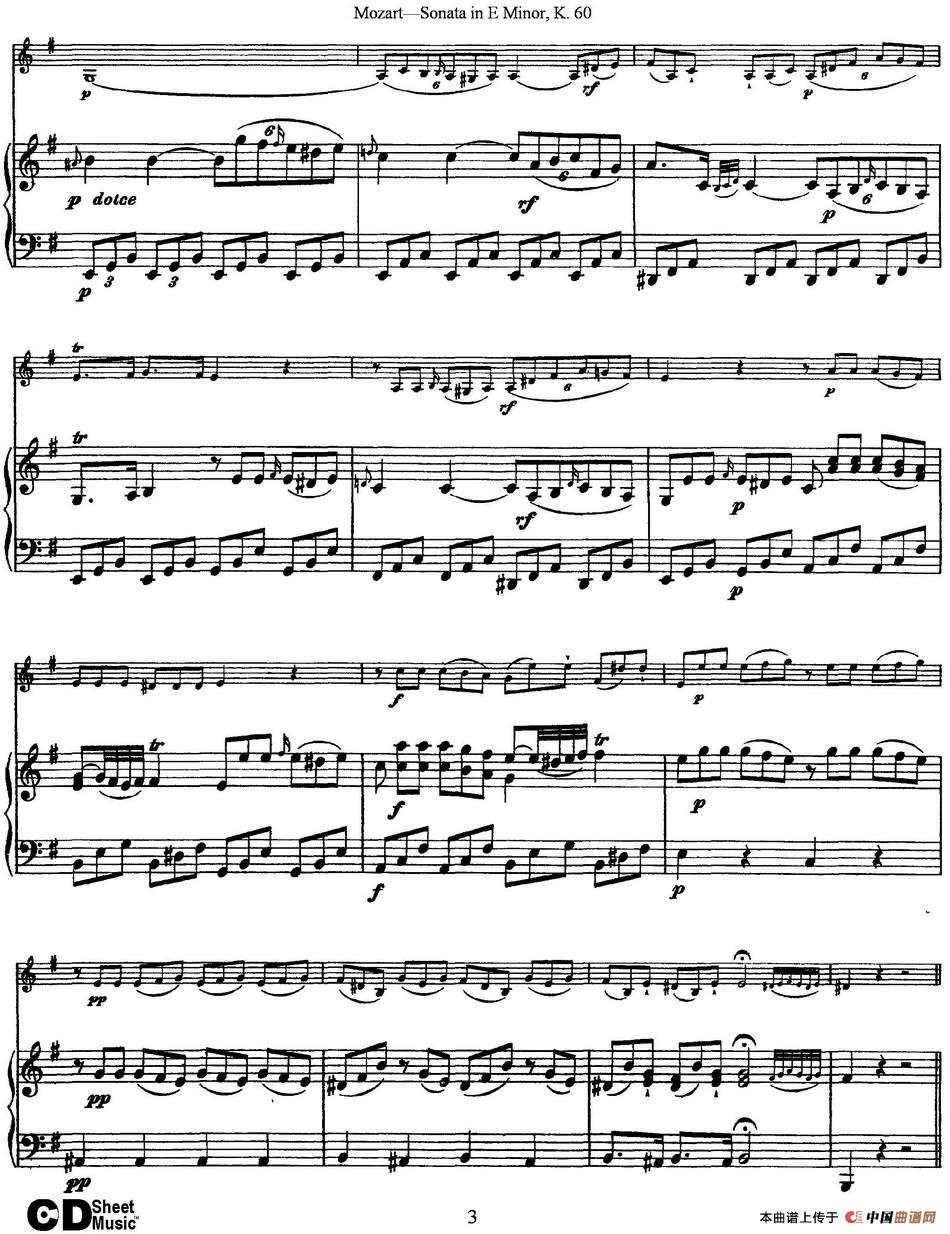 Violin Sonata in E Minor K.60（小提琴+钢琴伴奏）