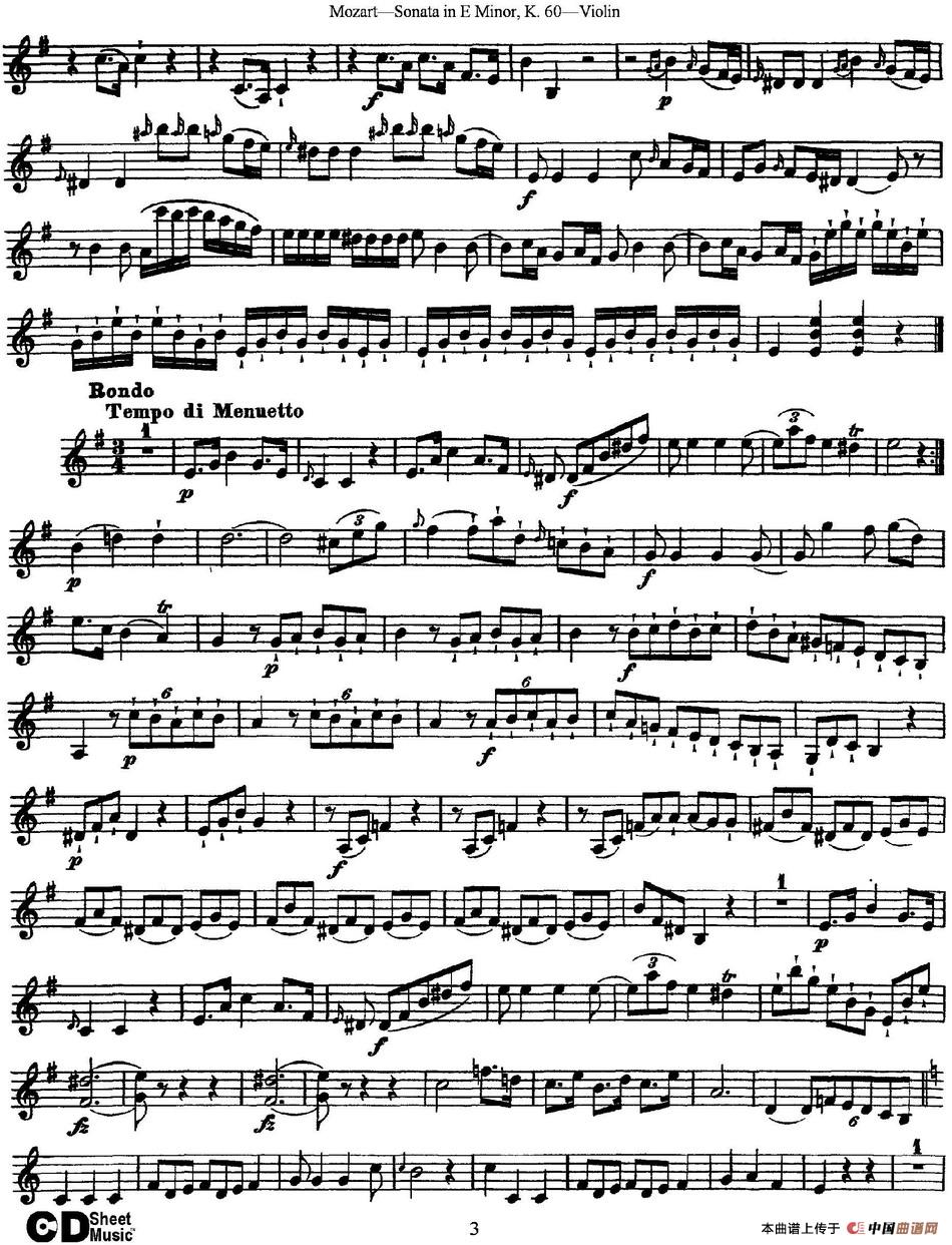 Violin Sonata in E Minor K.60