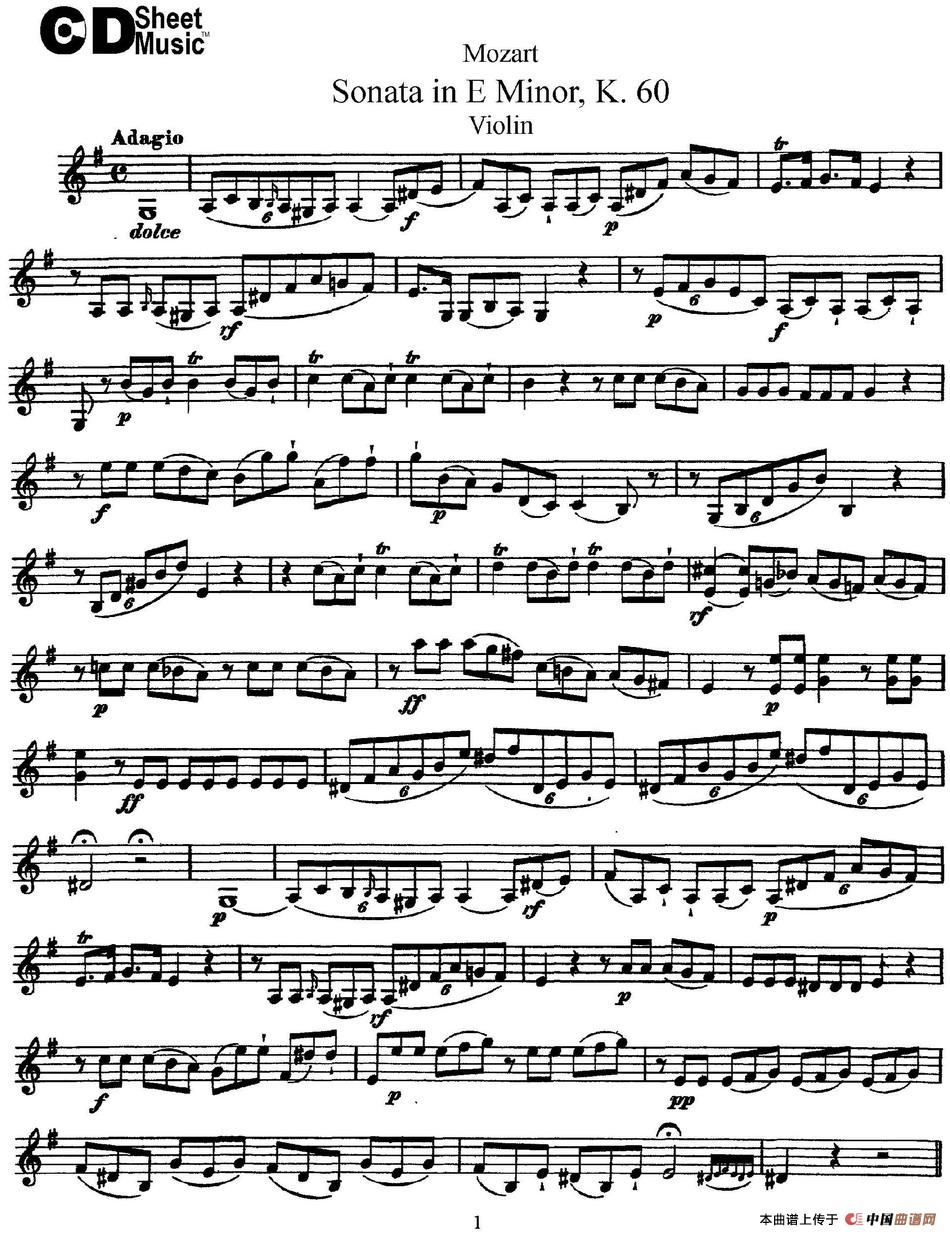 Violin Sonata in E Minor K.60