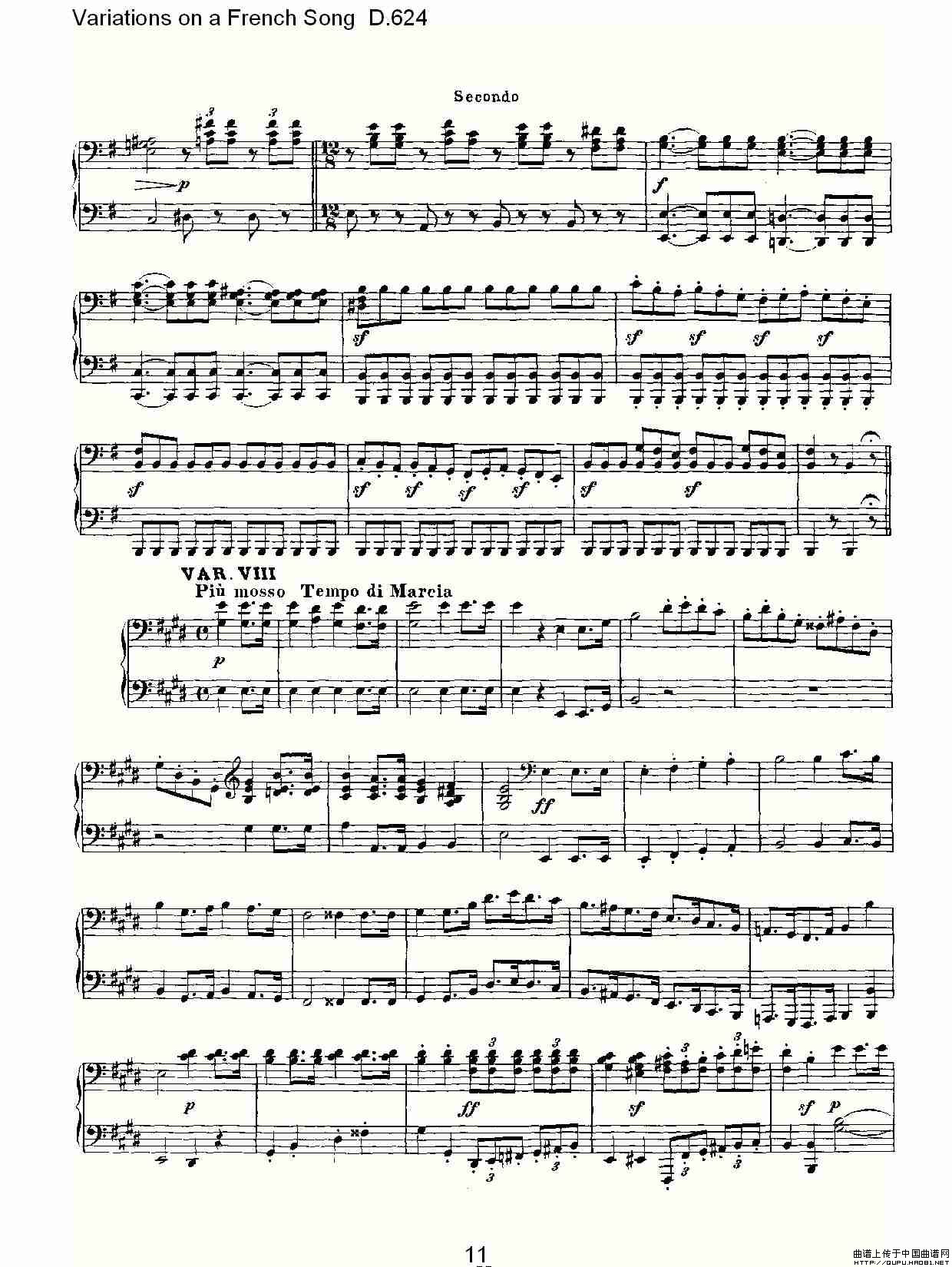 Variations on a French Song D.624（法国歌曲变鸣曲 D.6