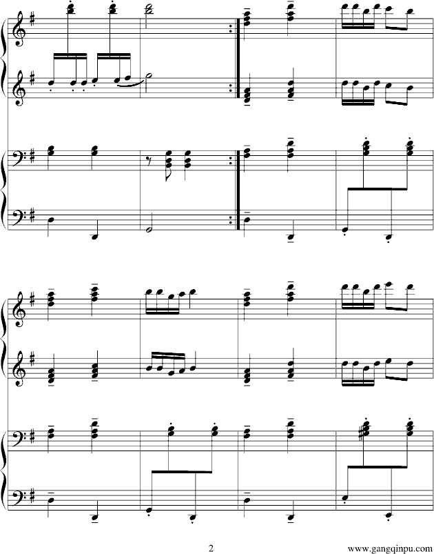 音乐之声-孤独的牧羊人（四手联弹）钢琴谱
