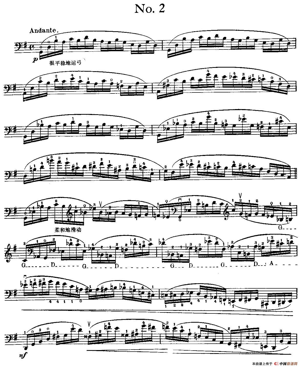 戴维波帕尔高级大提琴练习曲No2小提琴谱