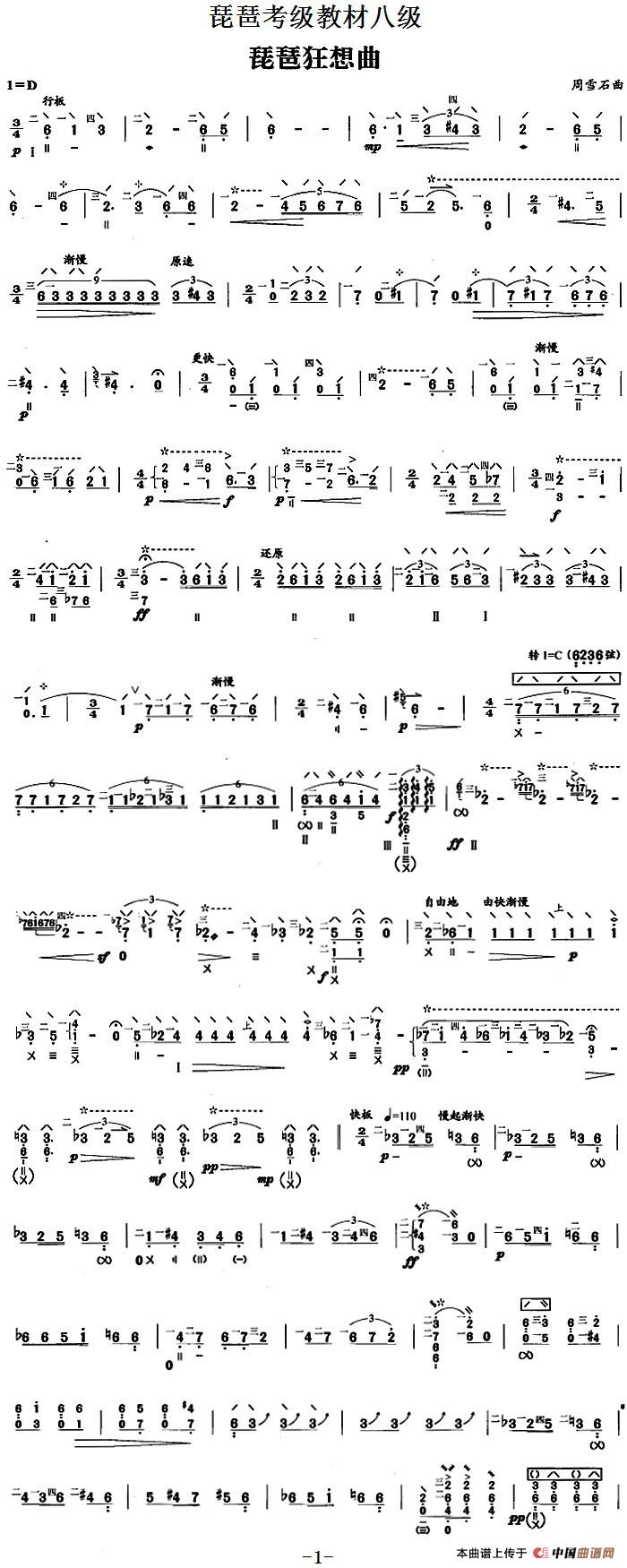 琵琶考级教材八级：琵琶狂想曲
