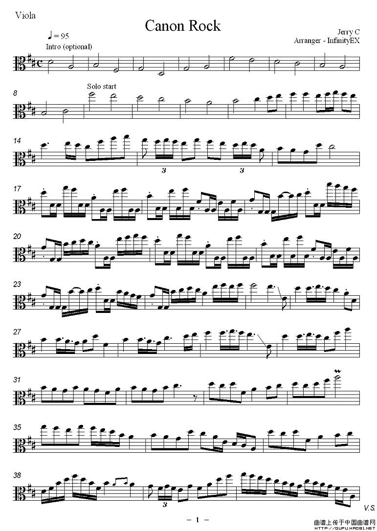 Canon Rock（卡农 摇滚 [中提琴]）小提琴谱