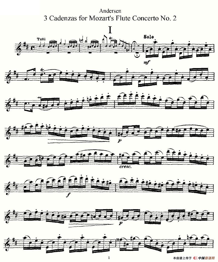 3 Cadenzas for Mozarts flute Concerto No.2