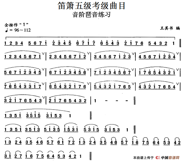 笛箫五级考级曲目：音阶琶音练习