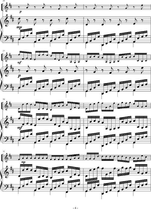卡农 古筝版钢琴谱