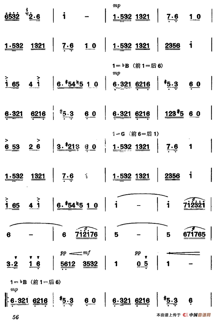 《杜鹃山》第四场·青竹吐翠（主旋律乐谱）