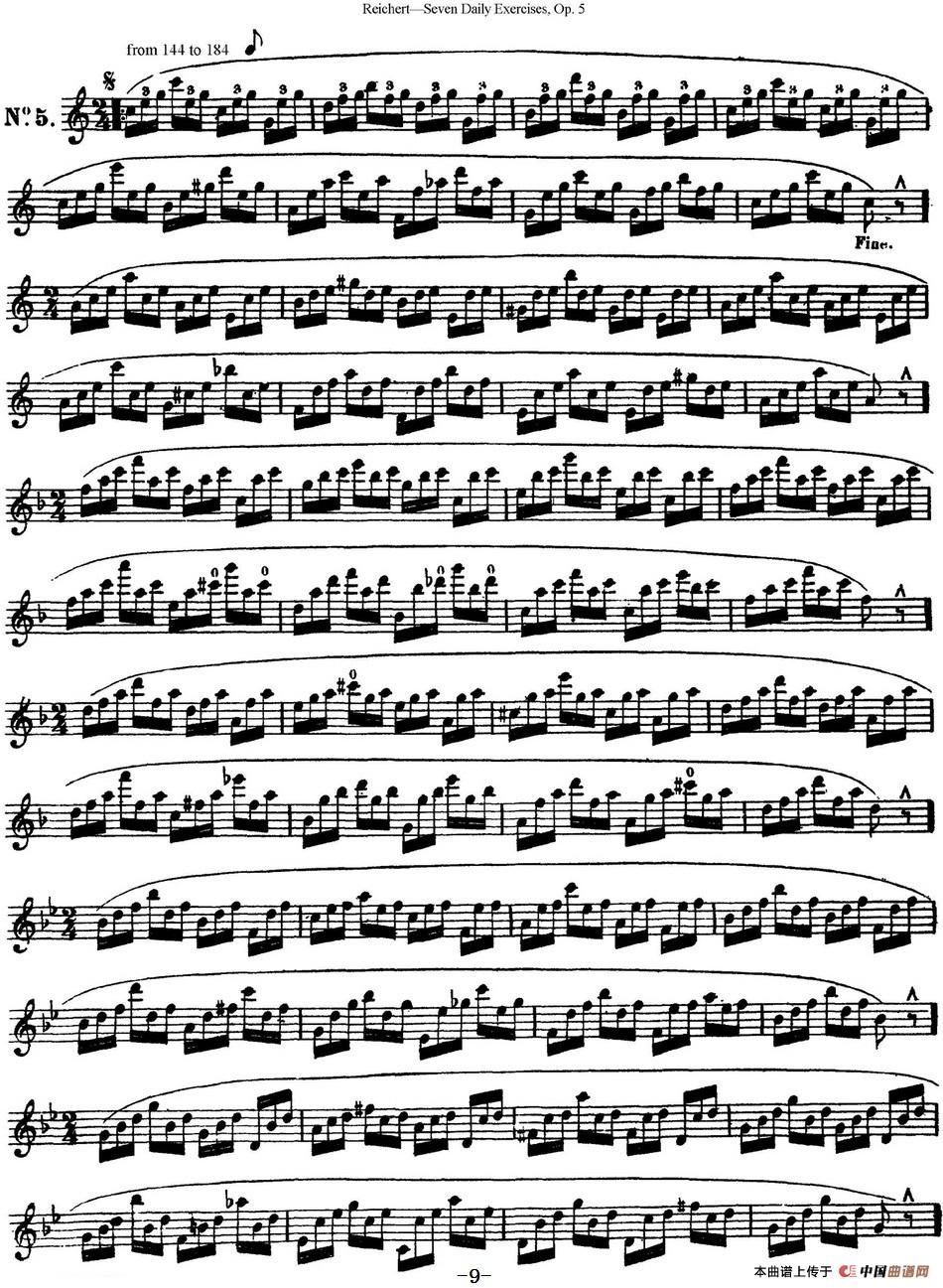 瑞澈特七首每日长笛练习曲Op.5（NO.5）
