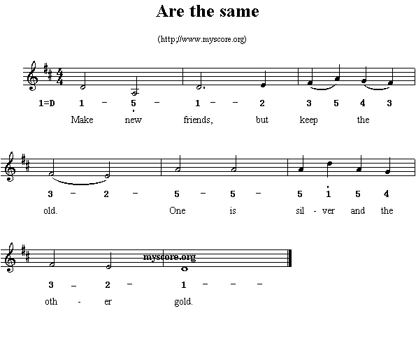 Are the same（线简谱混排版、英文儿歌）