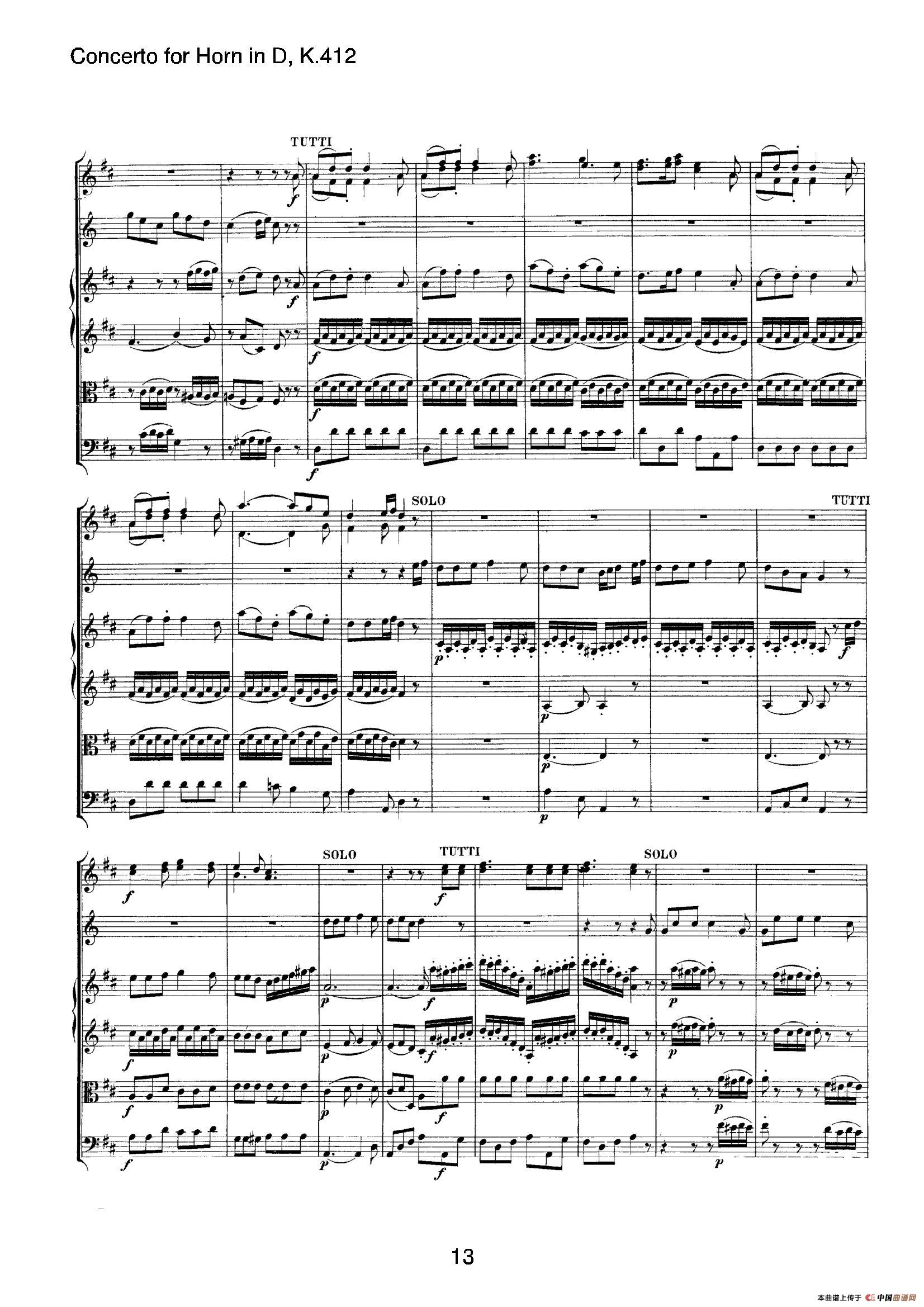 Concerto for Horn in D，K.412（D大调第一圆号协奏曲
