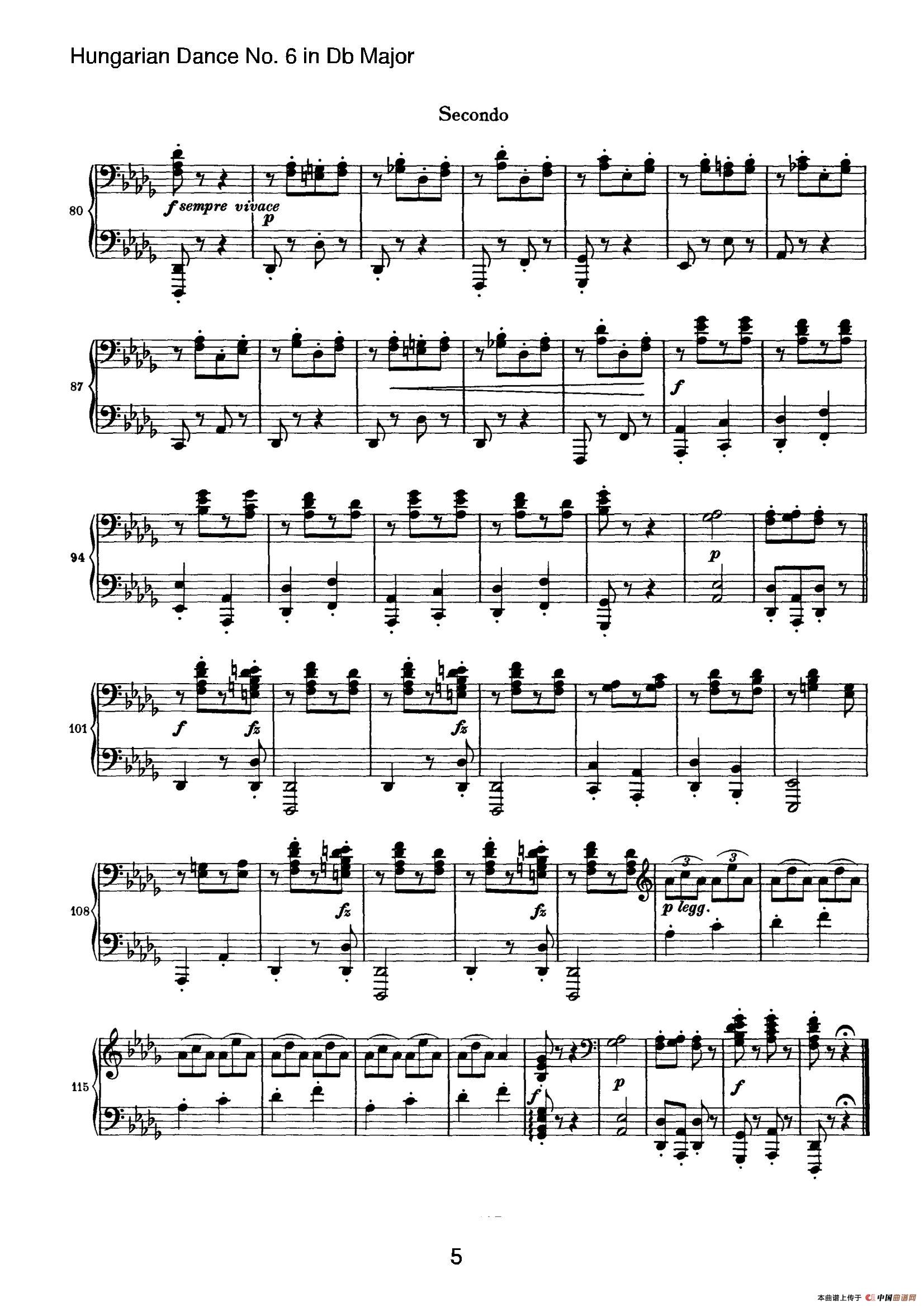 Hungarian Dance for four hands No 6 in Db Major