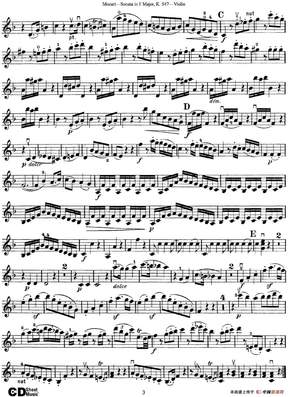 Violin Sonata in F Major K.547