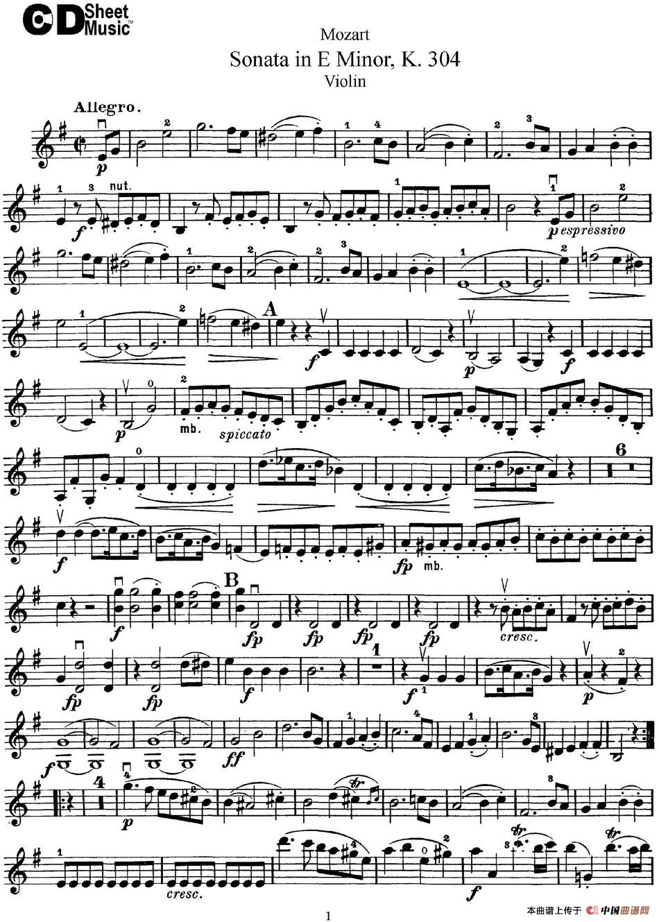 Violin Sonata in E Minor K.304