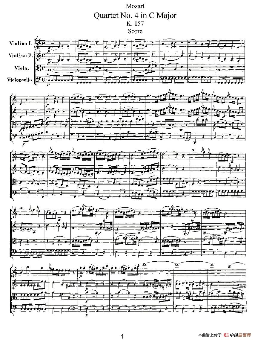Quartet No. 4 in C Major, K. 157（C大调第四弦乐四重奏