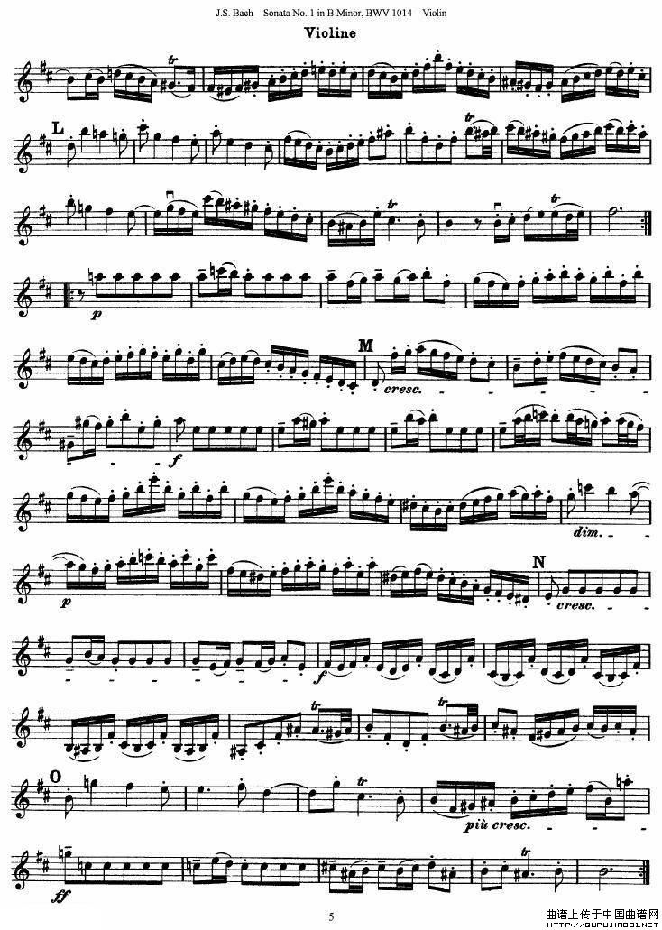 巴赫小提琴奏鸣曲No.1b小调（BWV 1014 [小提琴谱]）