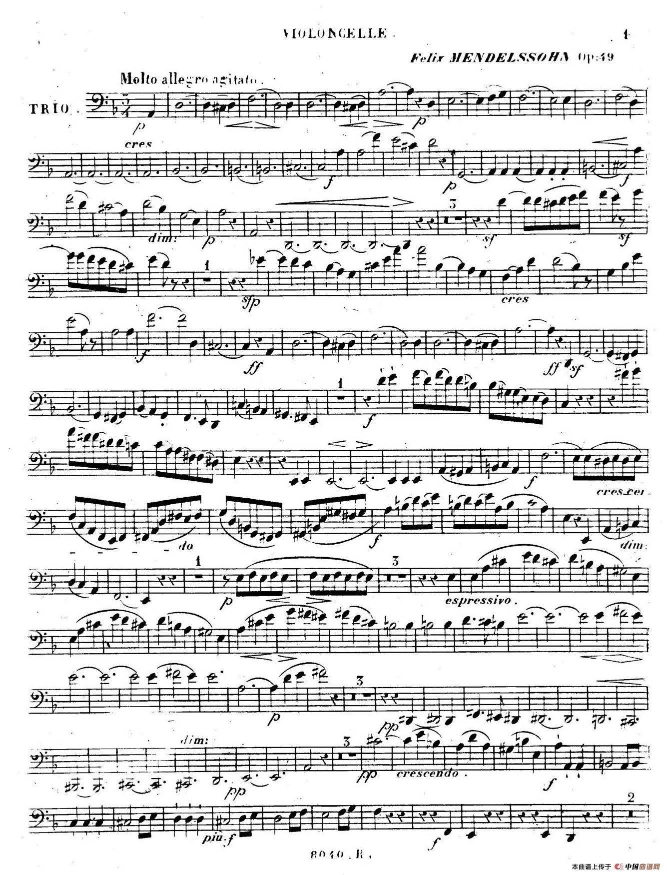 Piano Trio No.1 in d Minor Op.49（d小调第一钢琴三重奏