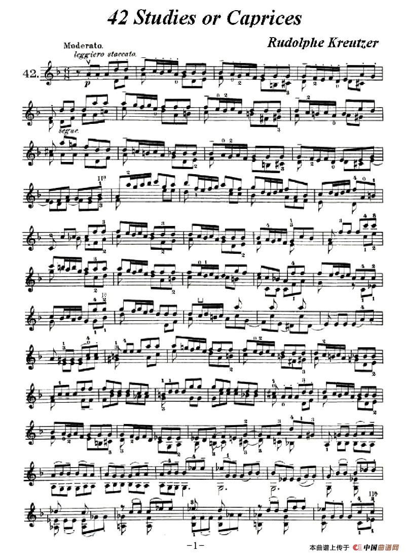 42首练习曲或隨想曲之42小提琴谱
