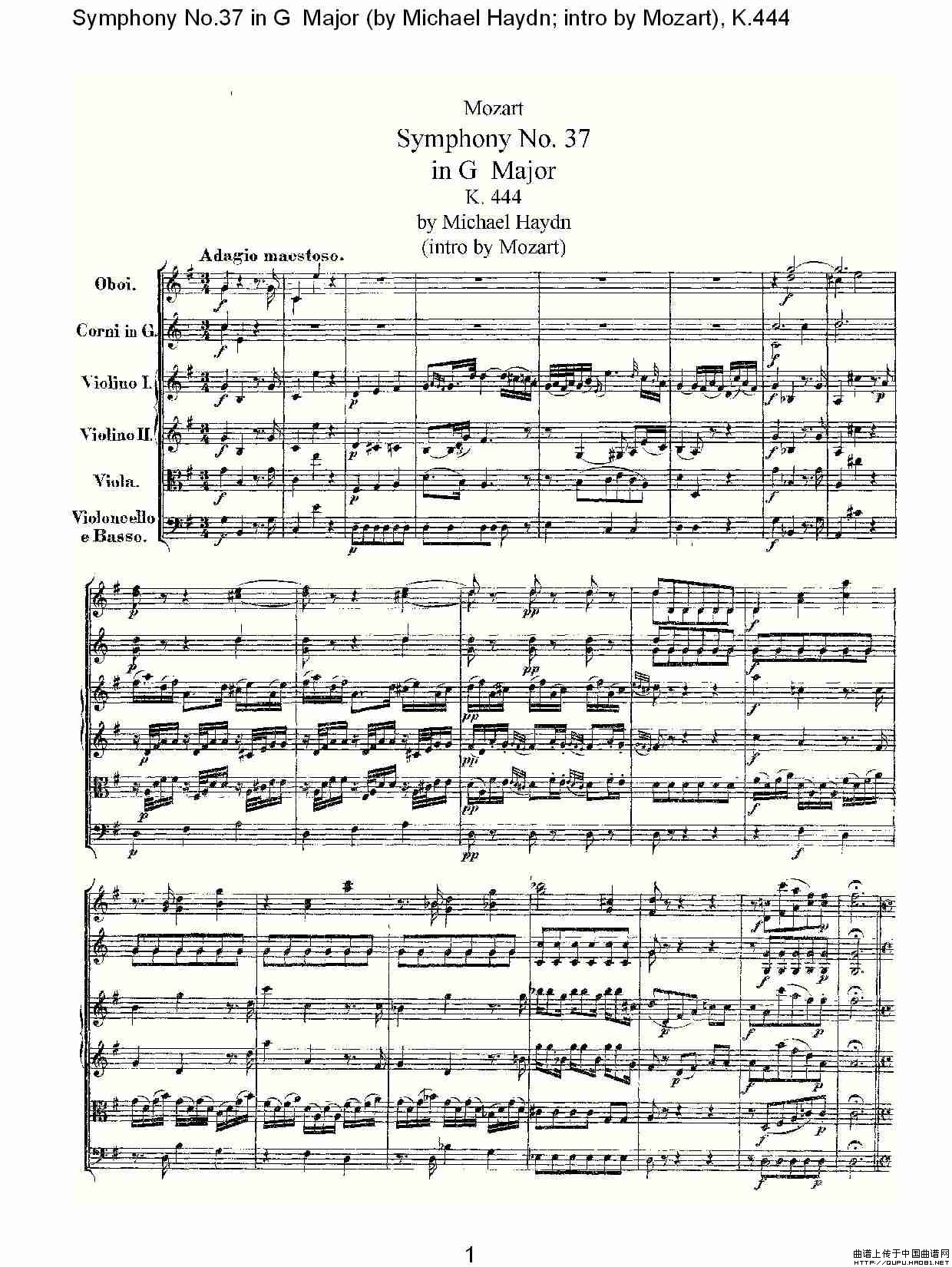 Symphony No.37 in G Major（G大调第三十七交响曲K.444）