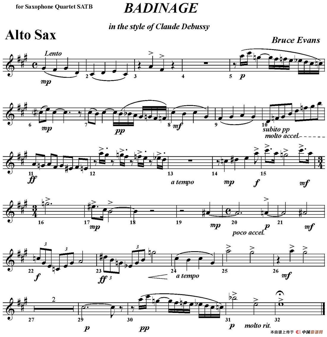 BADINAGE（四重奏·中音萨克斯分谱）
