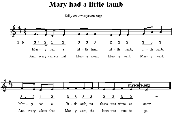 Mary had a little lamb简谱