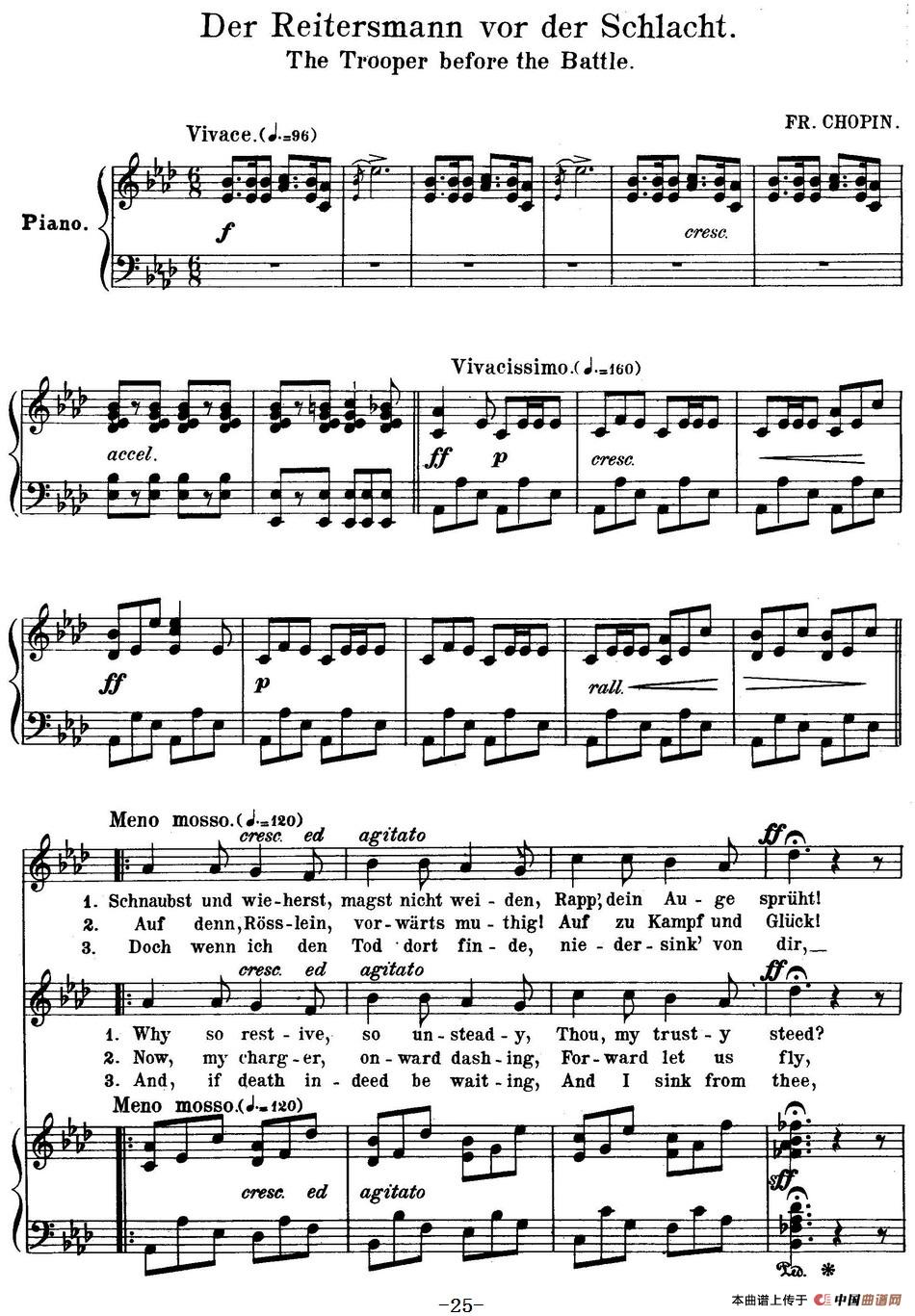 Chopin-17 Polish Songs Op.74，No.10（Der Reitersmann vor de