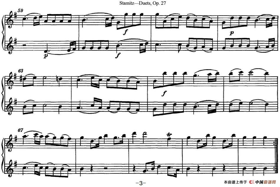 斯塔米茨二重奏长笛练习曲Op.27（No.1）