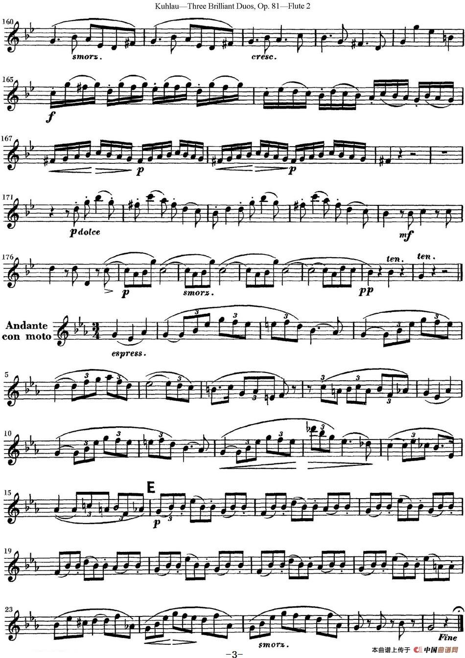 库劳长笛二重奏练习三段OP.81——Flute 2（NO.3）