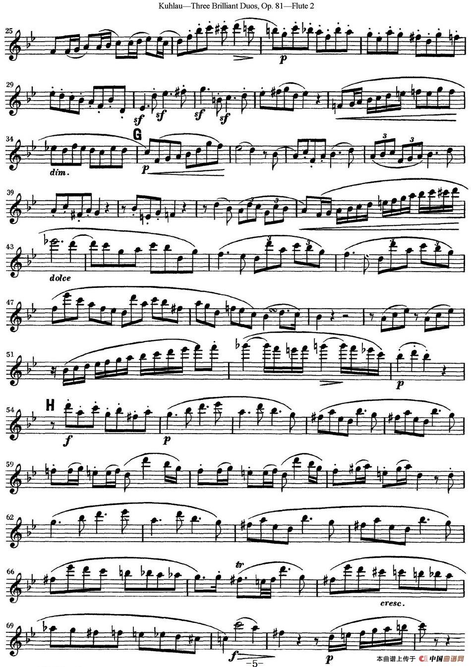 库劳长笛二重奏练习三段OP.81——Flute 2（NO.3）